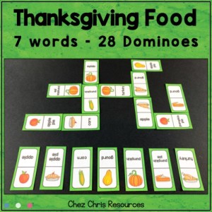 Dominos: la nourriture de Thanksgiving - 7 mots de vocabulaire